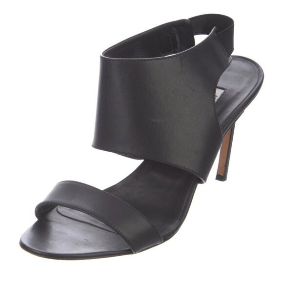 Manolo Blahnik Black Leather Slingback Sandals - Picture 2 of 14